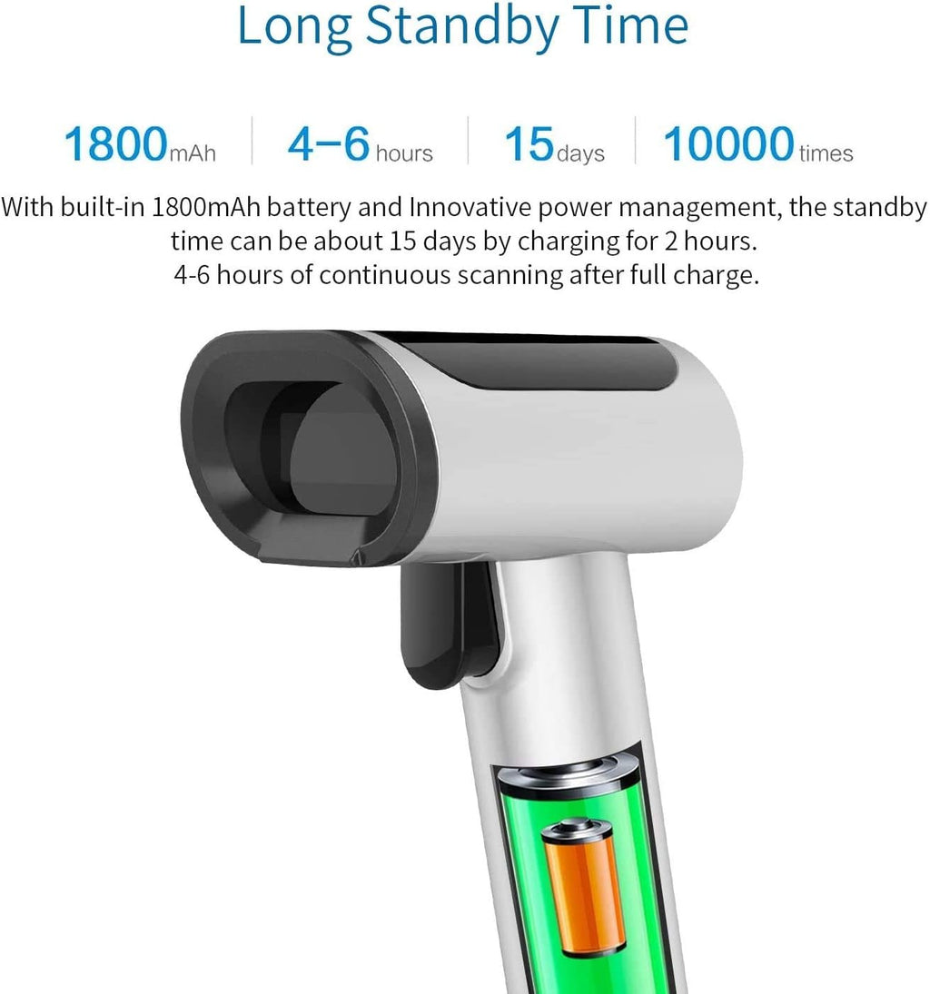 Bluetooth Wireless USB Wired Barcode Scanner with Stand Base K620