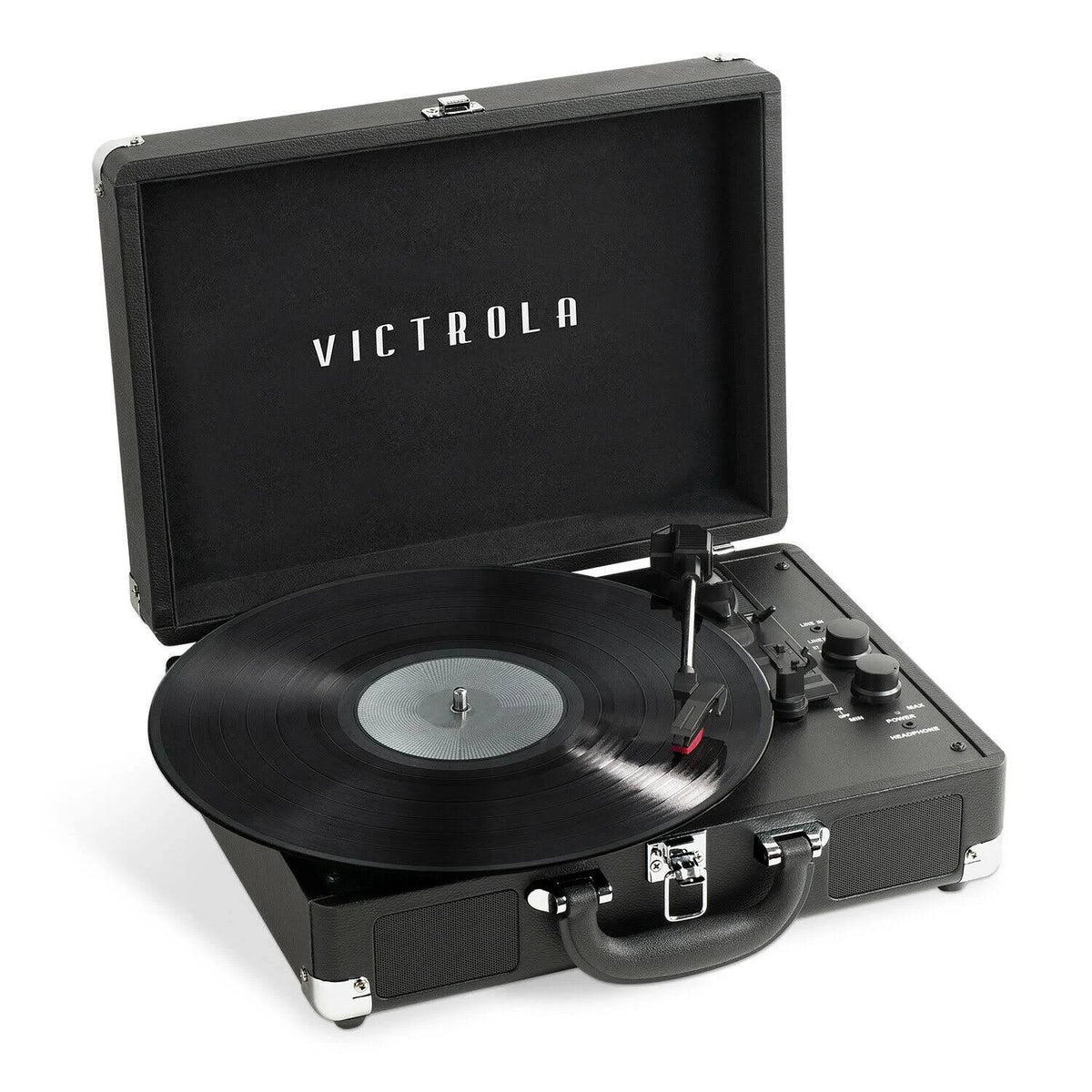 Portable Suitcase Record Player 3-Speed Turntable with Built-In Bluetooth Speakers J200128