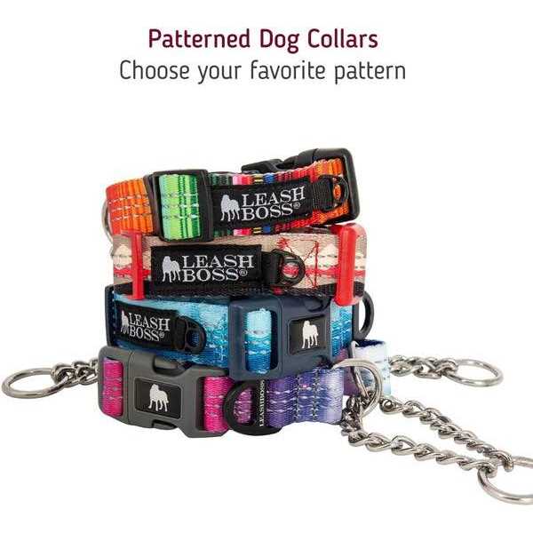 Patterned Reflective Chain Martingale Dog Collar C903873