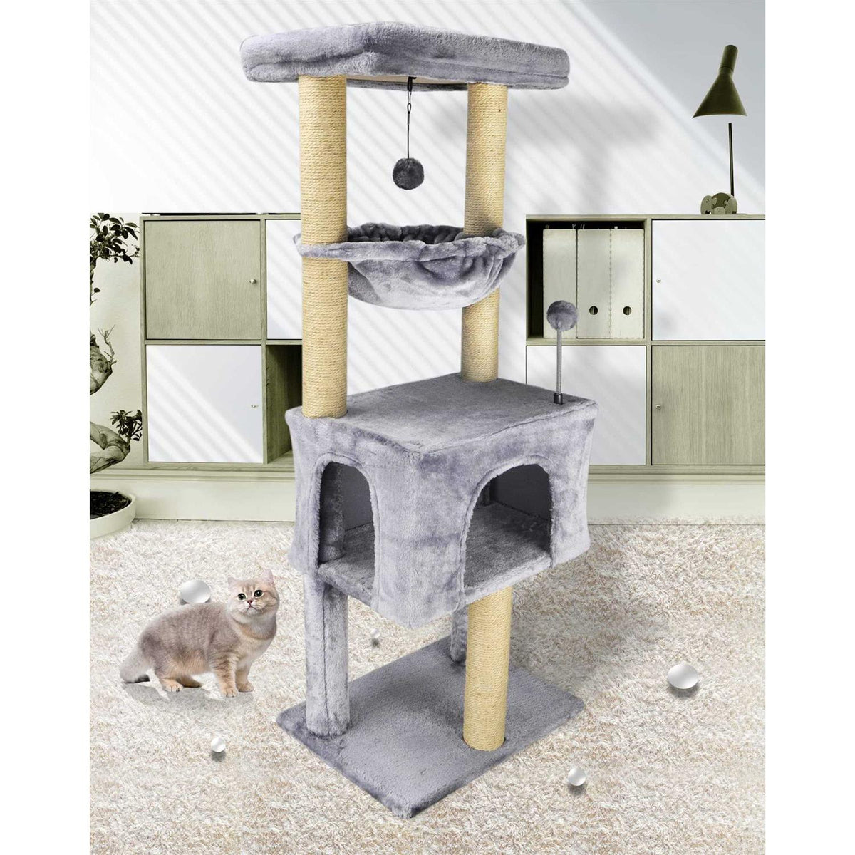 Cat Trees with Cat Houses Grey N726469