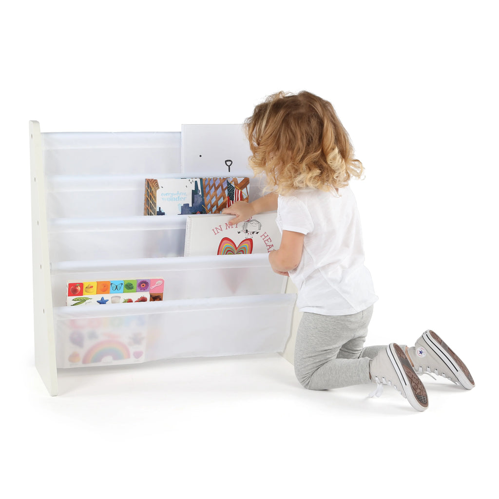 White Wood 4 Tier Toddler Bookcase J62191