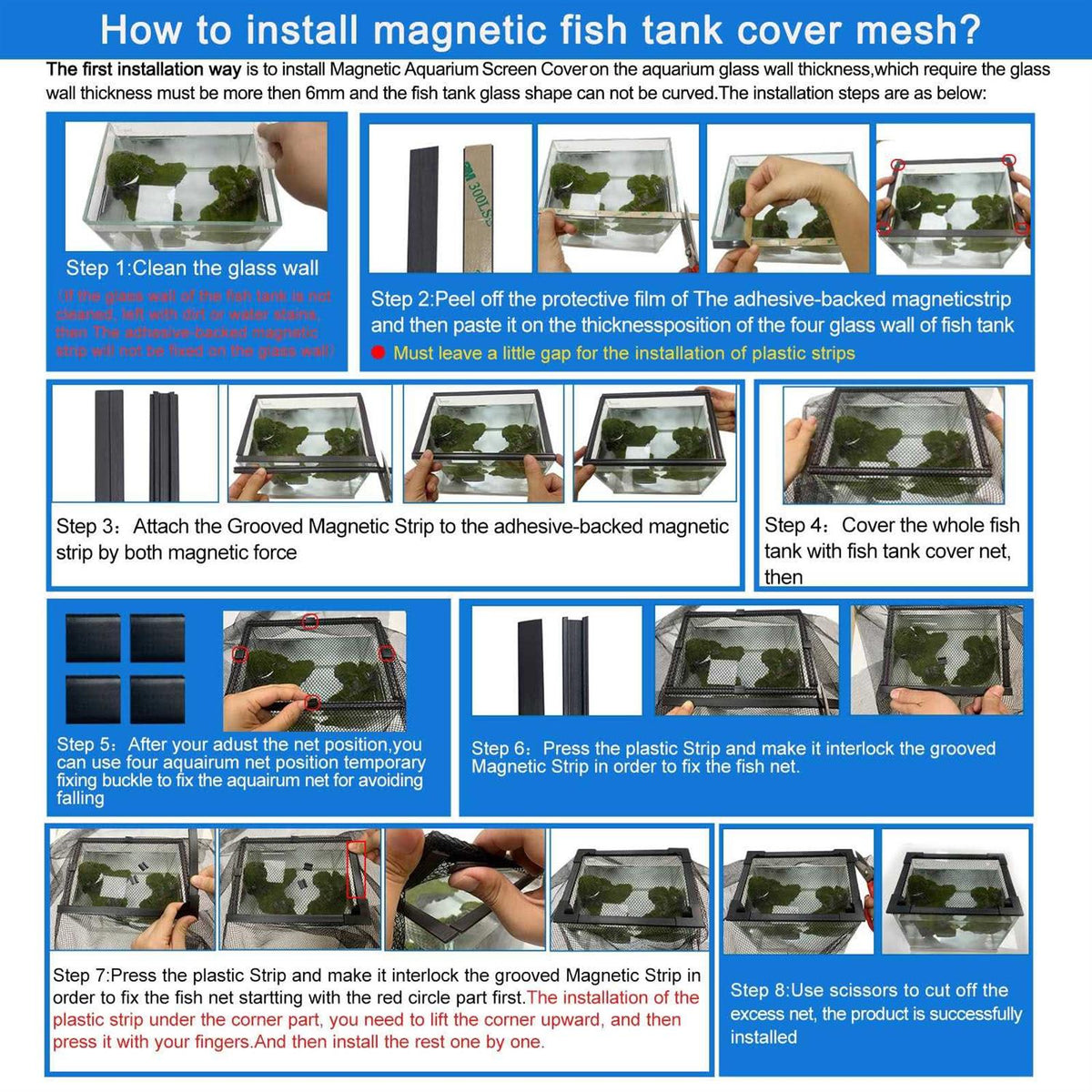 Magnetic Aquarium Cover Anti-Jumping Net S4873