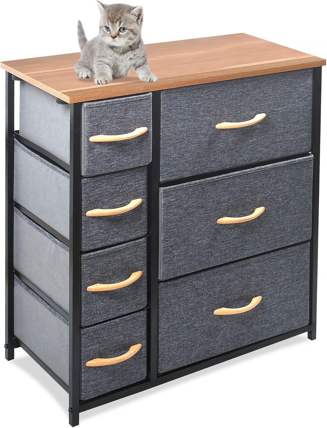 Grey Fabric Storage Tower Dresser Organizer C7902