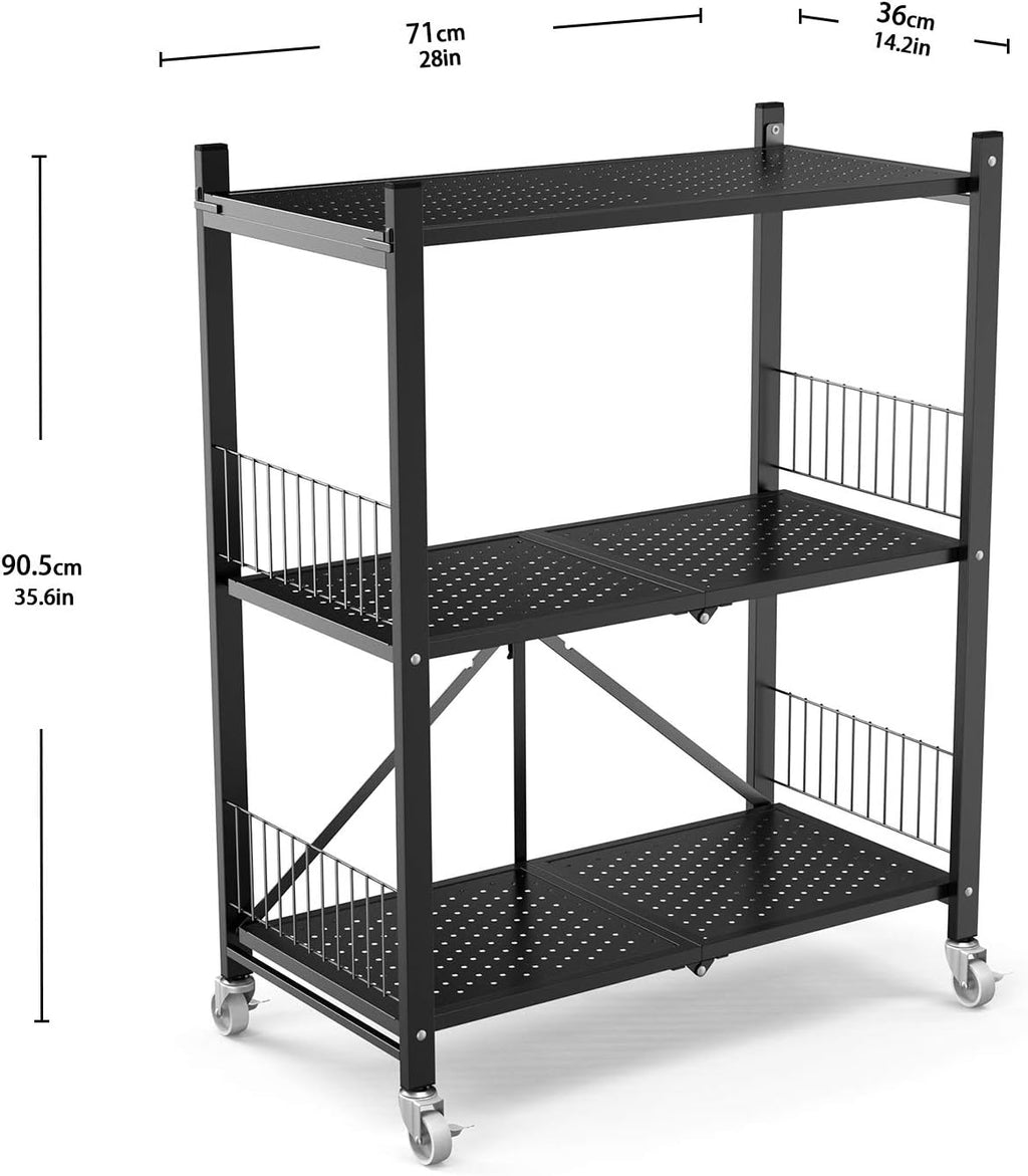 3 Shelf Steel Shelving Unit with Wheels N77968