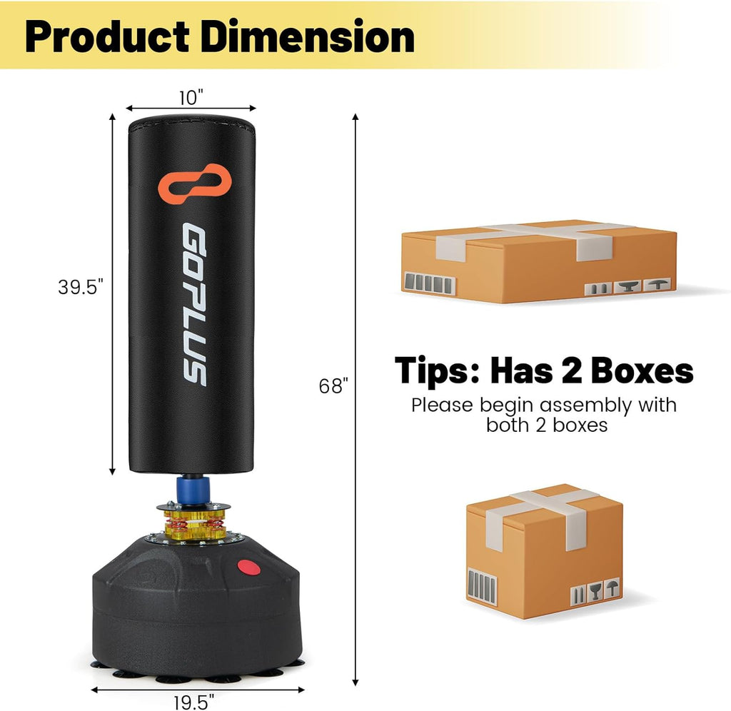 220LBS Freestanding Punching Bag with Gloves and Stand W50725