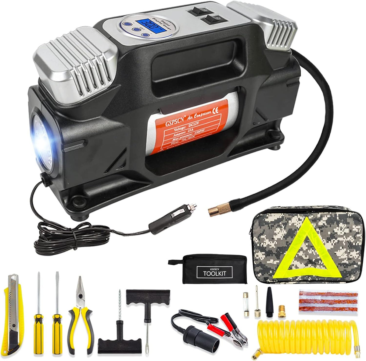 Portable Heavy Duty 12V Air Compressor Pump with Digital Gauge B868415
