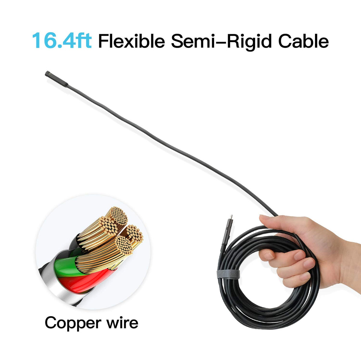 Dual Lens Borescope Inspection Camera with Light, HD 1080p Waterproof Endoscope, 16.4ft Flexible Cable I586