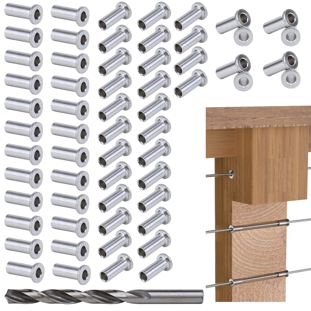 80 Pack Stainless Steel Cable Railing Kit for 1/8 Wire Rope T796
