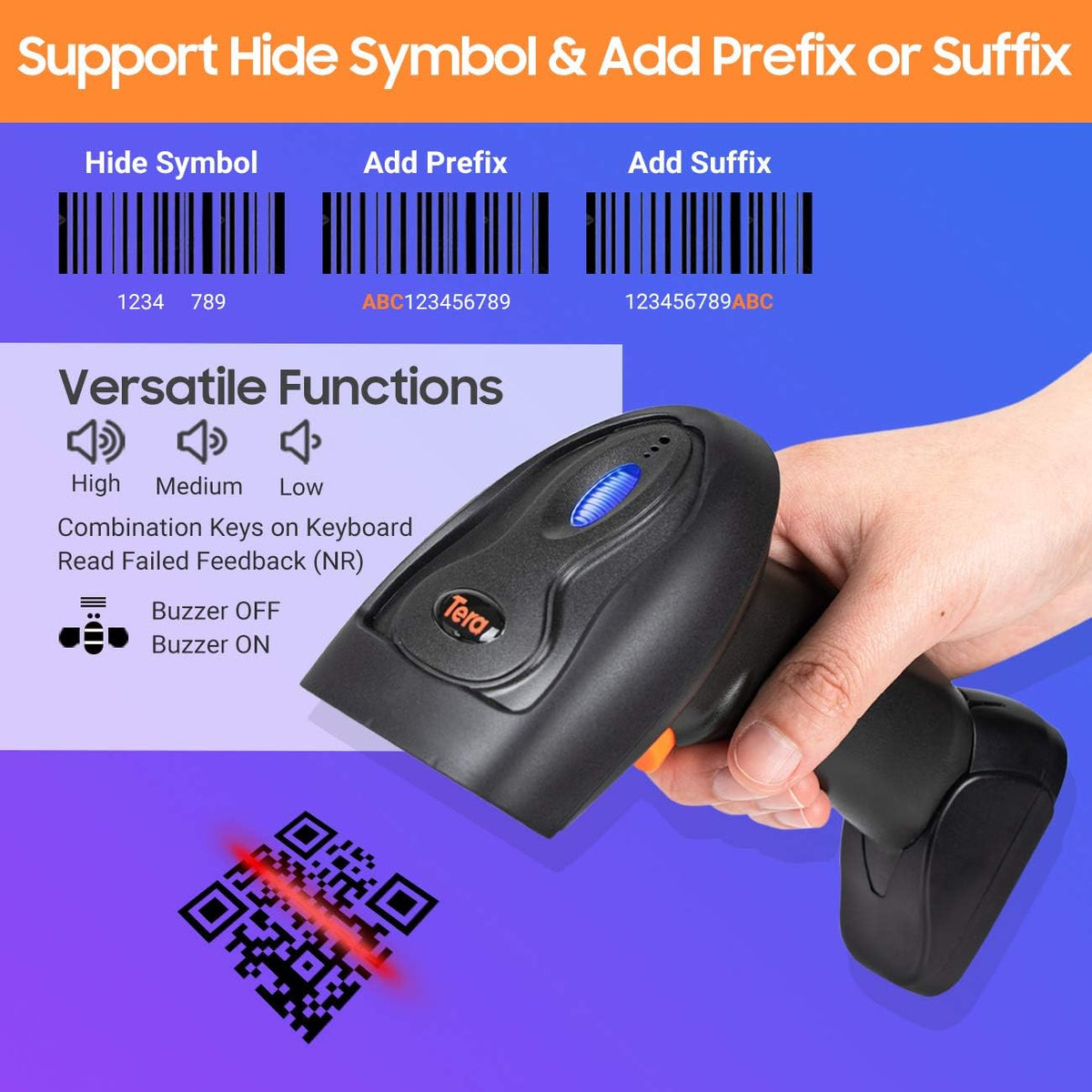 Wireless 1D 2D QR Handheld Barcode Scanner with Cradle C799