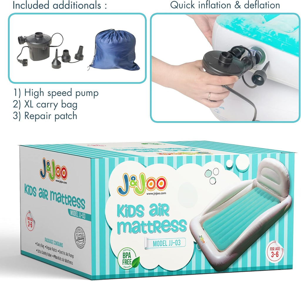 Inflatable Toddler Travel Bed with Safety Bumpers and Pump E7280