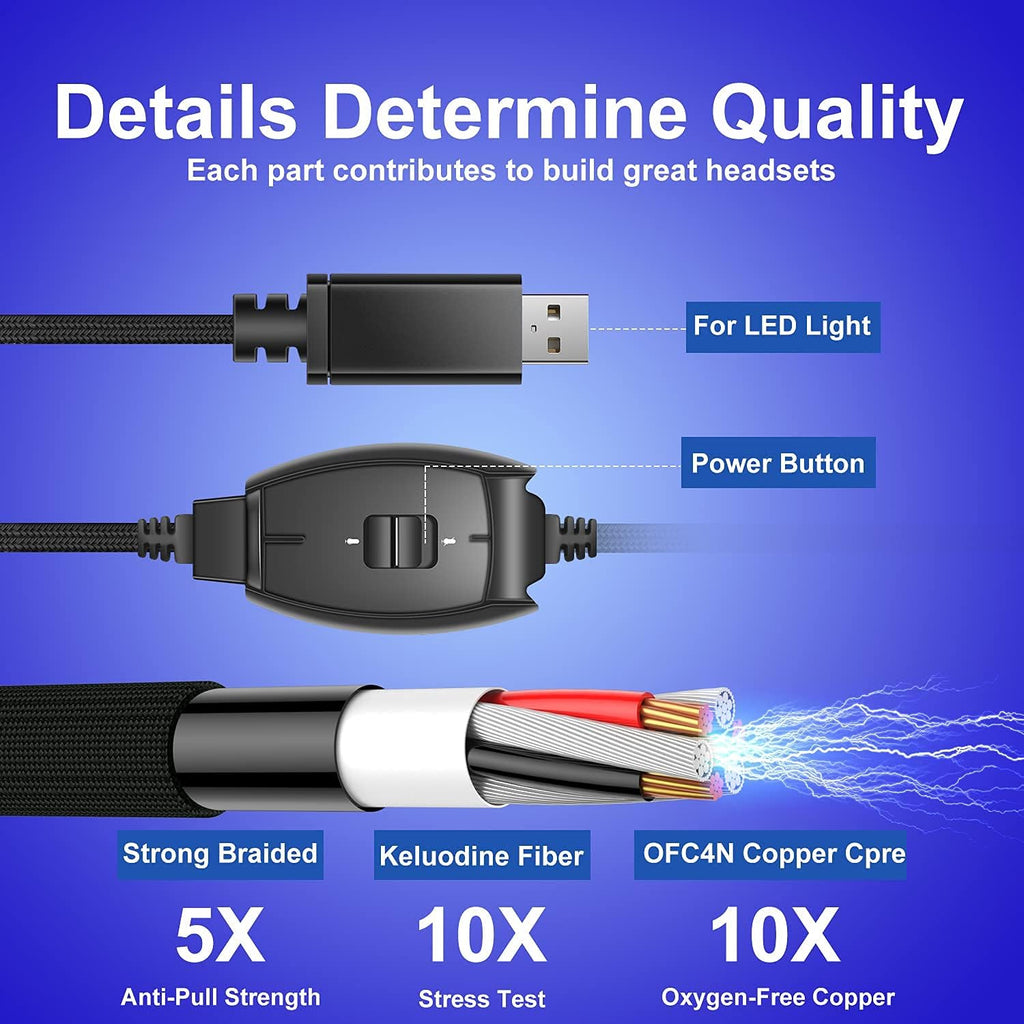 USB 7.1 Surround Sound Over Ear Wired Gaming Headset with Noise Cancelling Mic I811408
