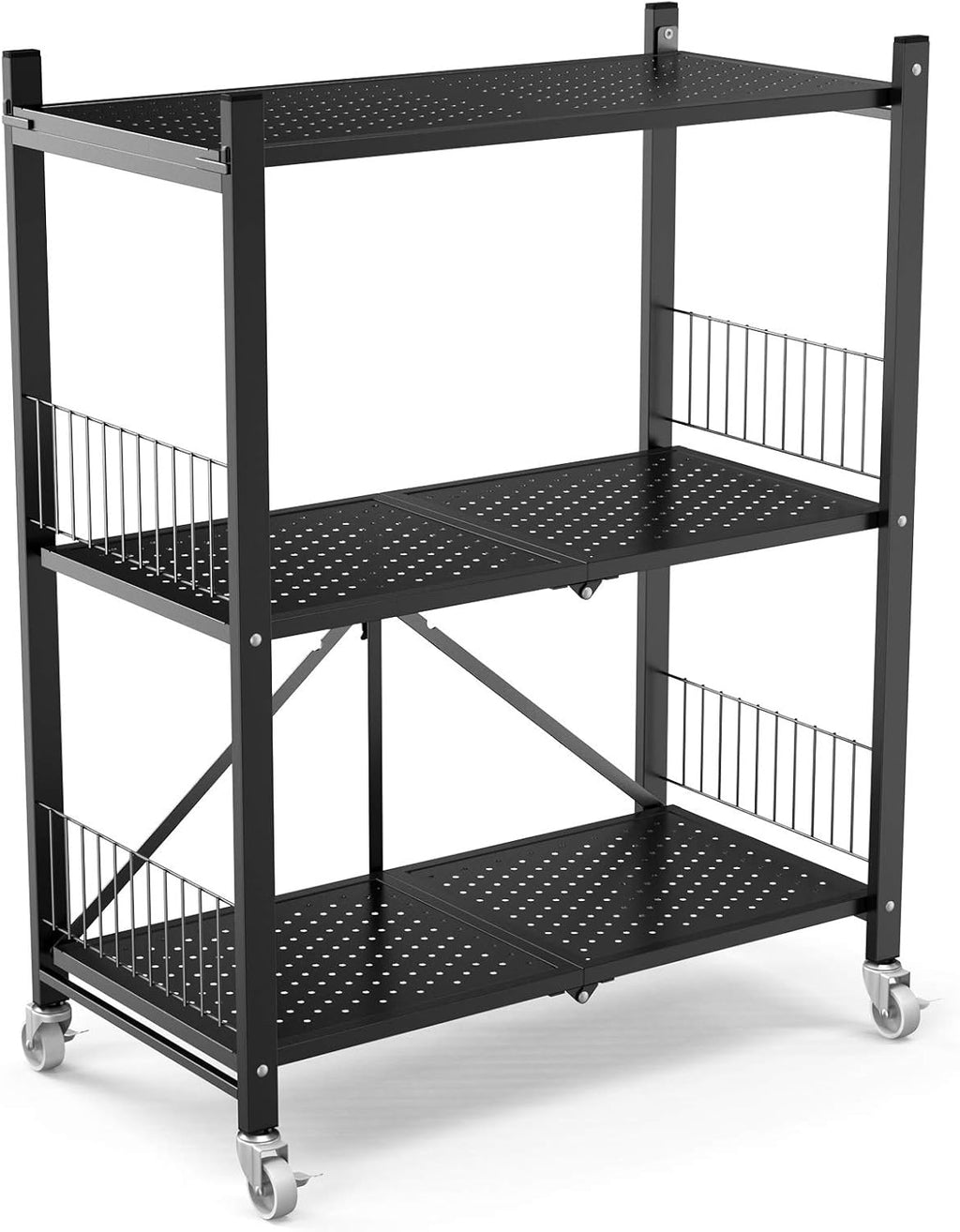 3 Shelf Steel Shelving Unit with Wheels N77968