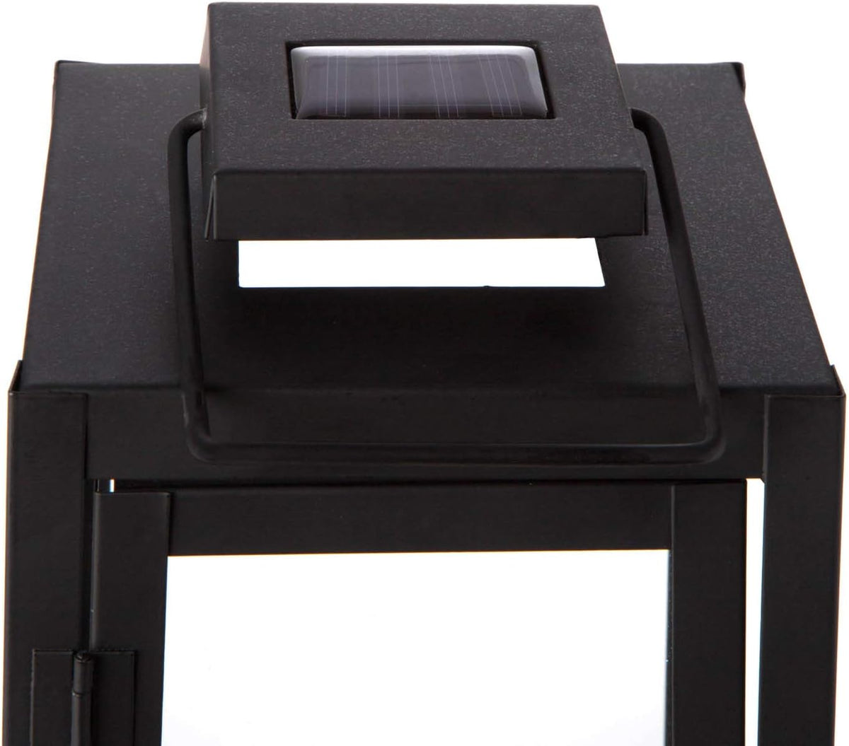 Black Metal Glass Solar Lantern R1566