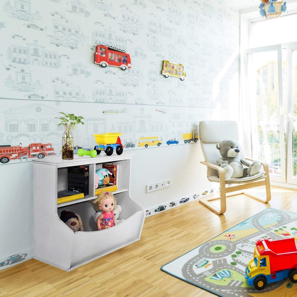 Children Toy Storage Organizer, Espresso, Grey and White I97673
