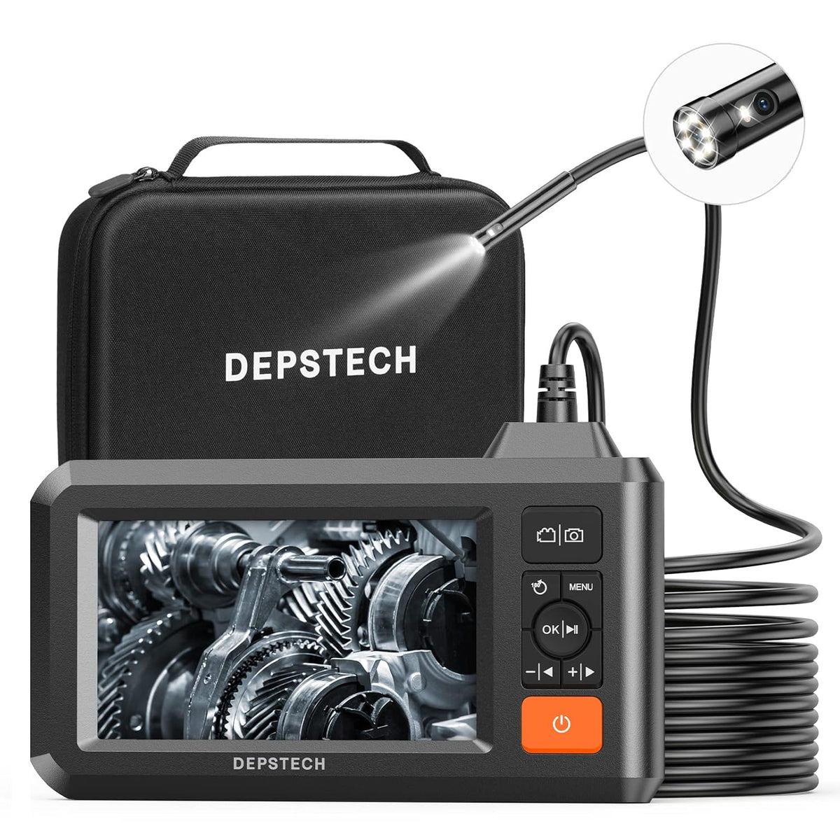 1080P HD Dual Lens Waterproof Borescope Inspection Camera with 4.3'' LCD Screen U23145