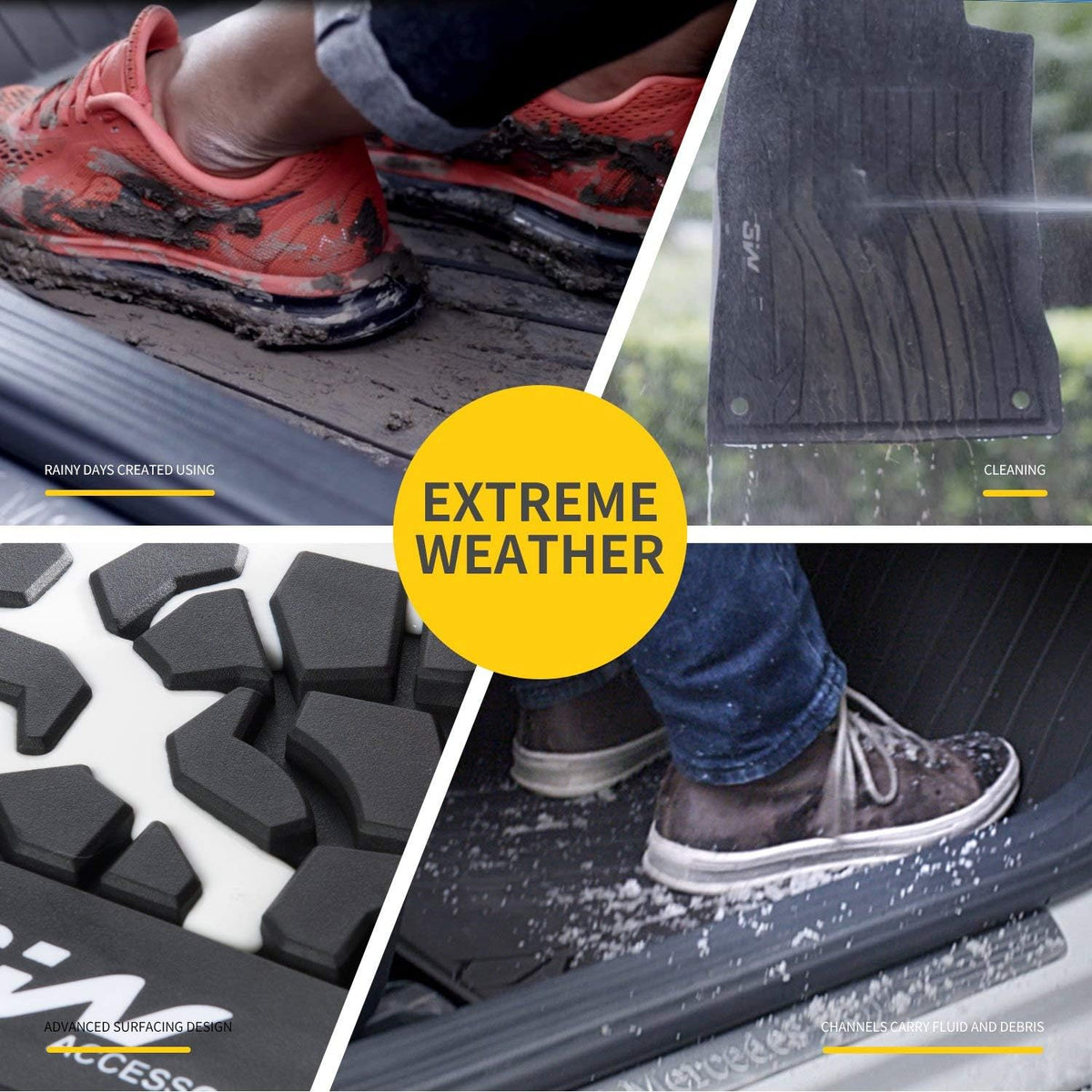TPE All Weather Custom Fit Floor Mats 1st & 2nd Row Full Set Black H640