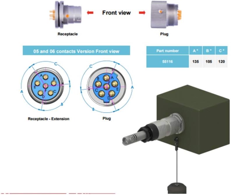 Military Audio Connector 5 Pin Male Female Set X5406