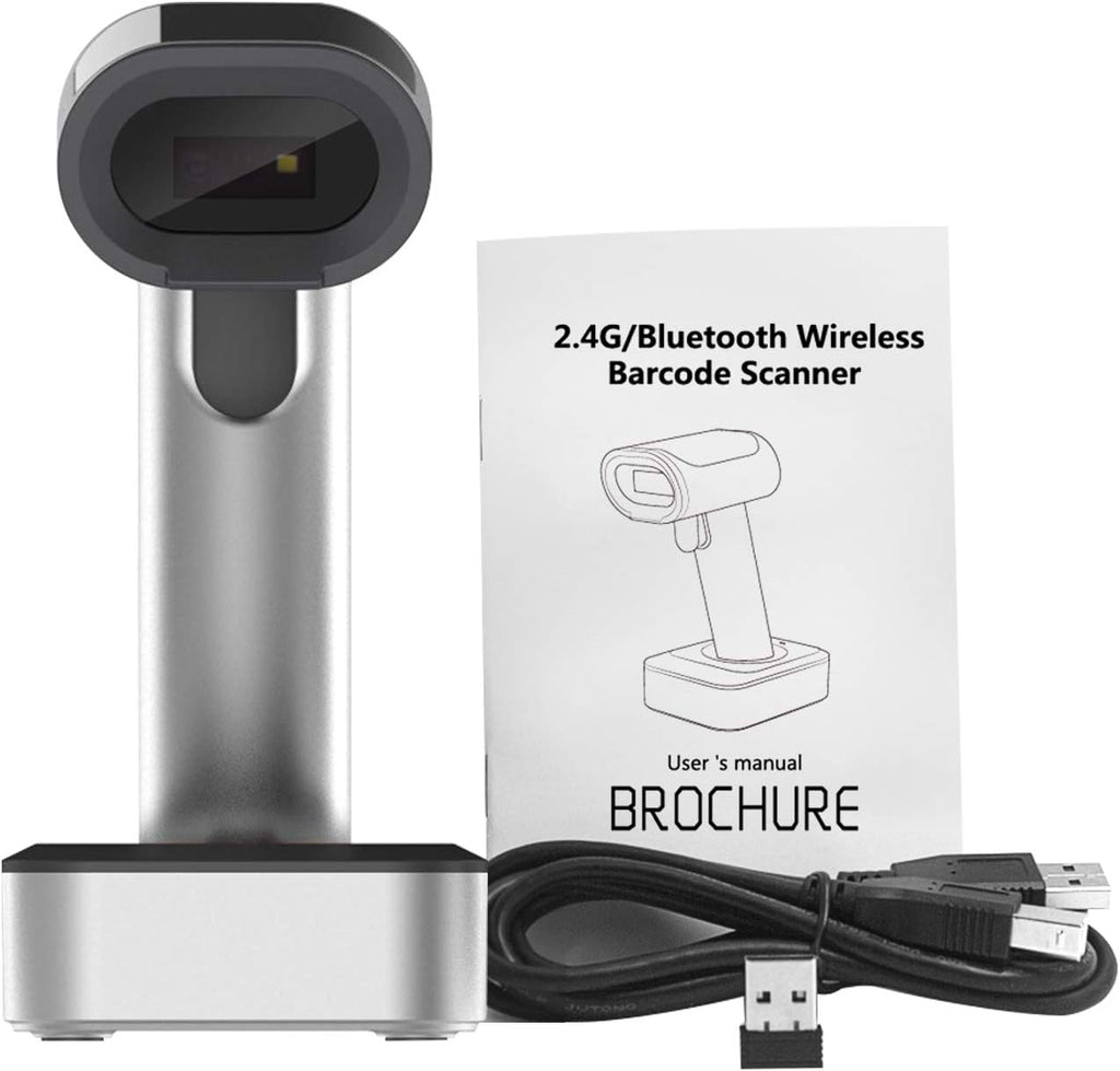 Bluetooth Wireless USB Wired Barcode Scanner with Stand Base K620