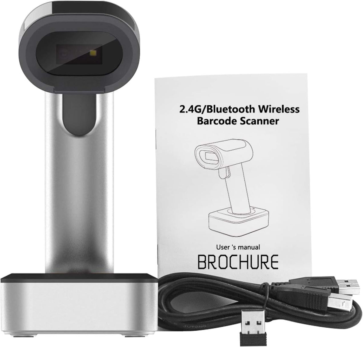 Bluetooth Wireless USB Wired Barcode Scanner with Stand Base K620