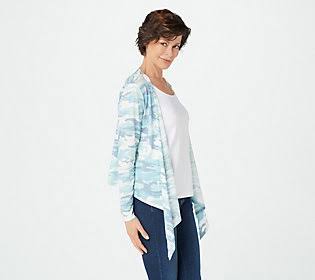 Blue Slub Knit Camo Print Shrug V446