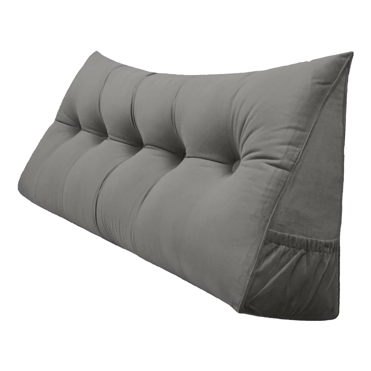Large Grey Wedge Reading Pillow with Side Pockets U3320
