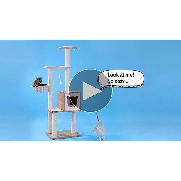65 Tall Wood Cat Tree with Hammock N98744
