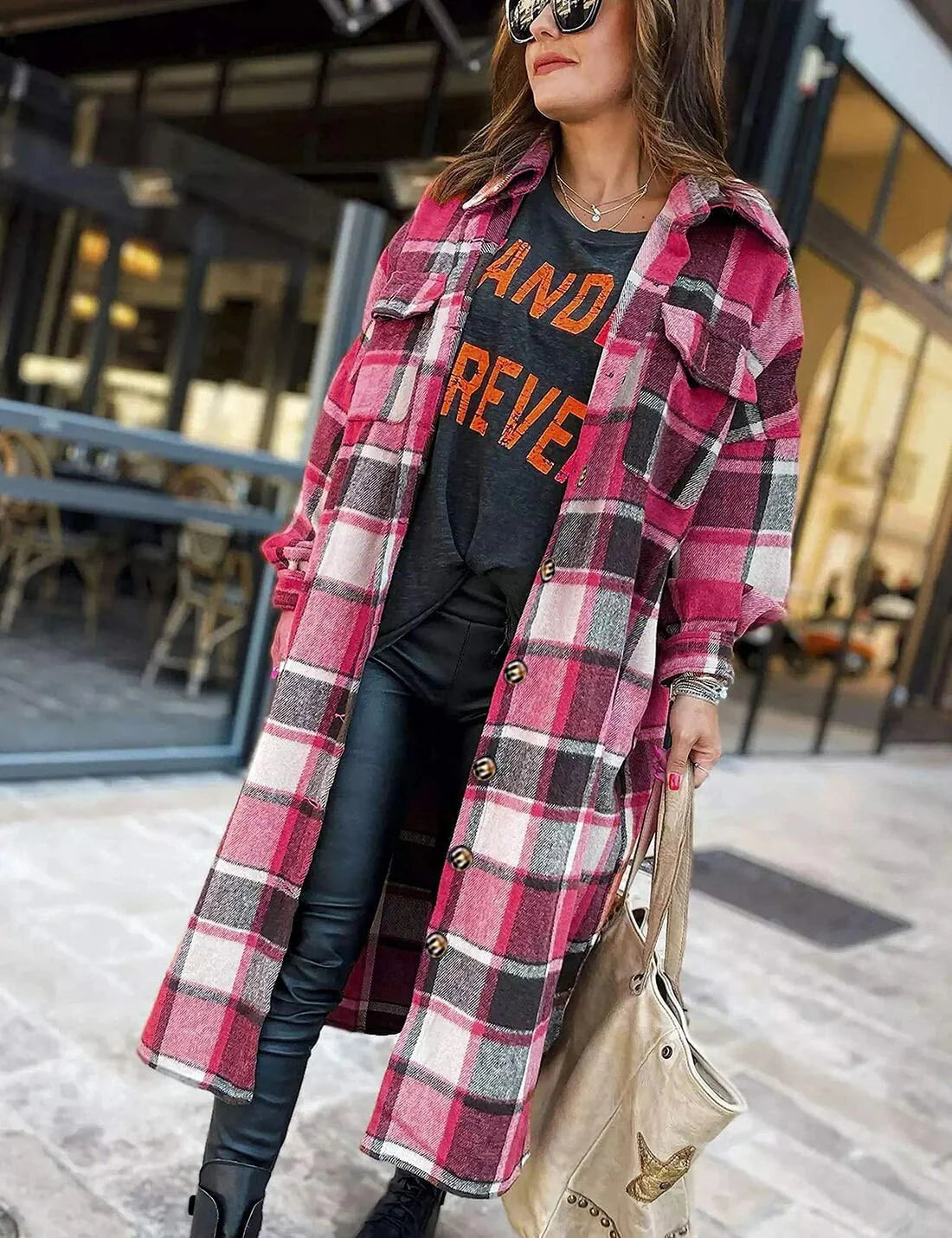 Flannel Button Up Plaid Shirt J8975
