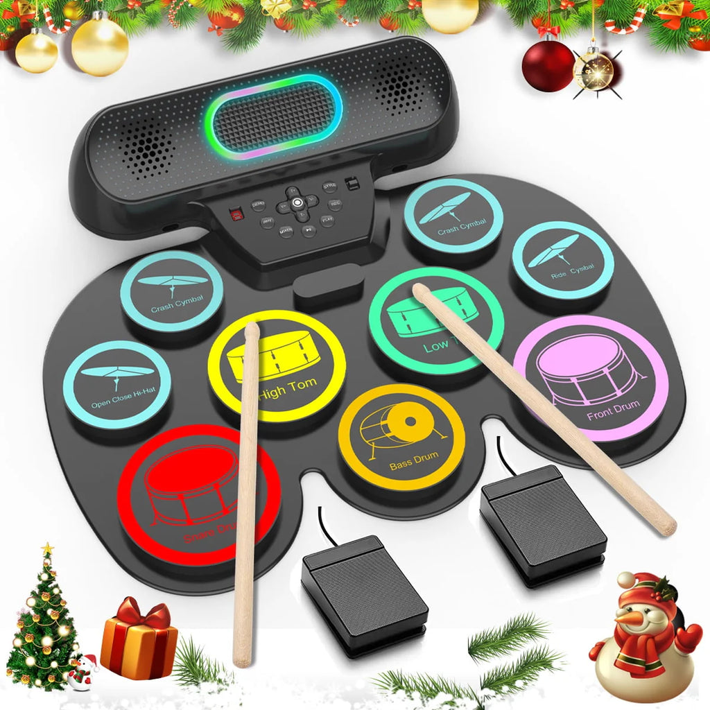 Electronic Drum Set 9 Pads Portable MIDI Roll-up Drum Kit I976968