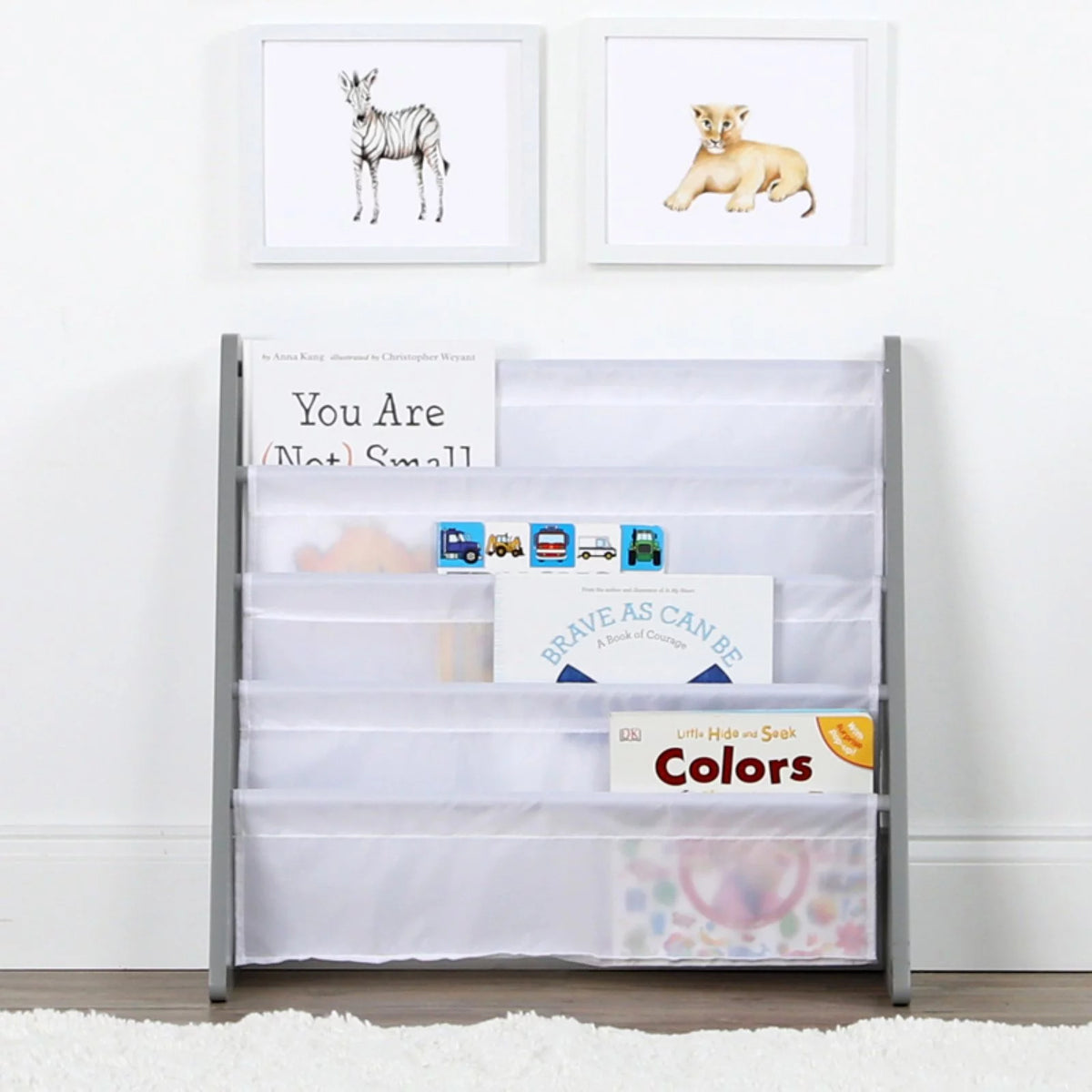 White Wood 4 Tier Toddler Bookcase J62191