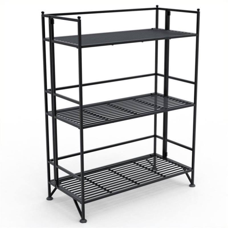 Black 3 Tier Wide Folding Shelf H3595