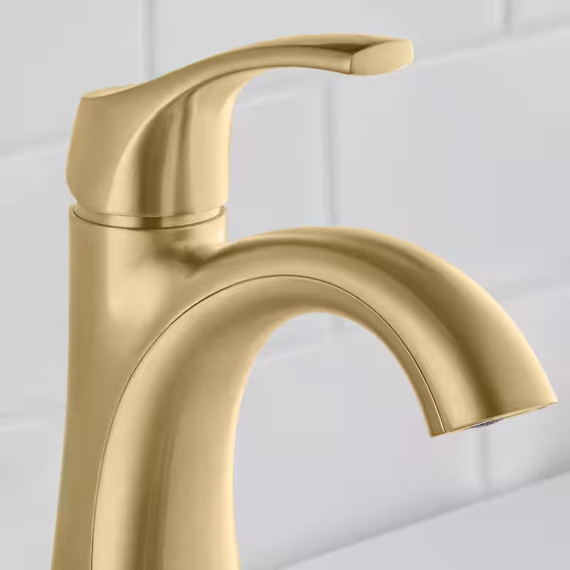 Single Handle Single Hole Bathroom Faucet Matte Gold E678