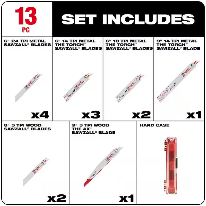 Bi-Metal Reciprocating Saw Blade Set (13 Piece) O6113