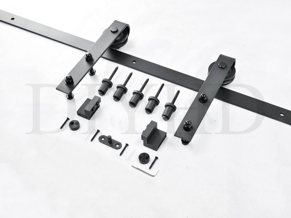 5ft Rustic Black Sliding Barn Wood Closet Door Hardware Kit I916