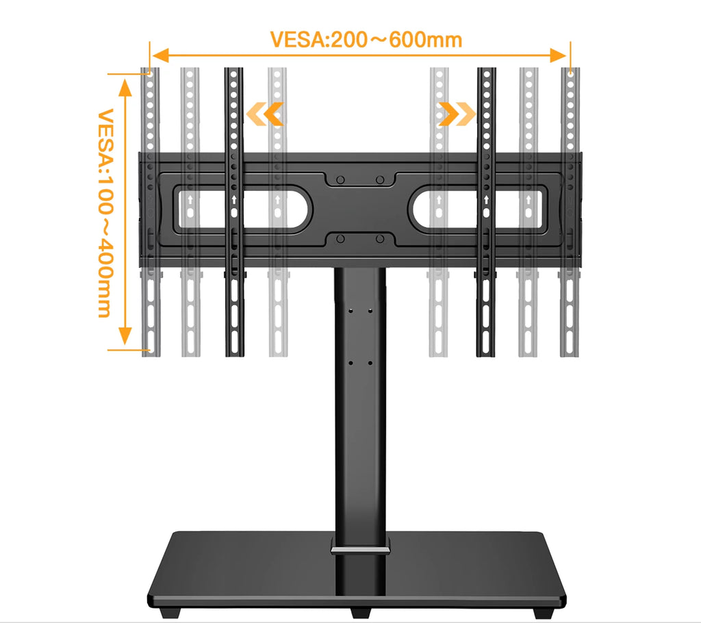 Height Adjustable Swivel Table Top TV Stand with Tempered Glass Base for 37-75 Inch TVs W808