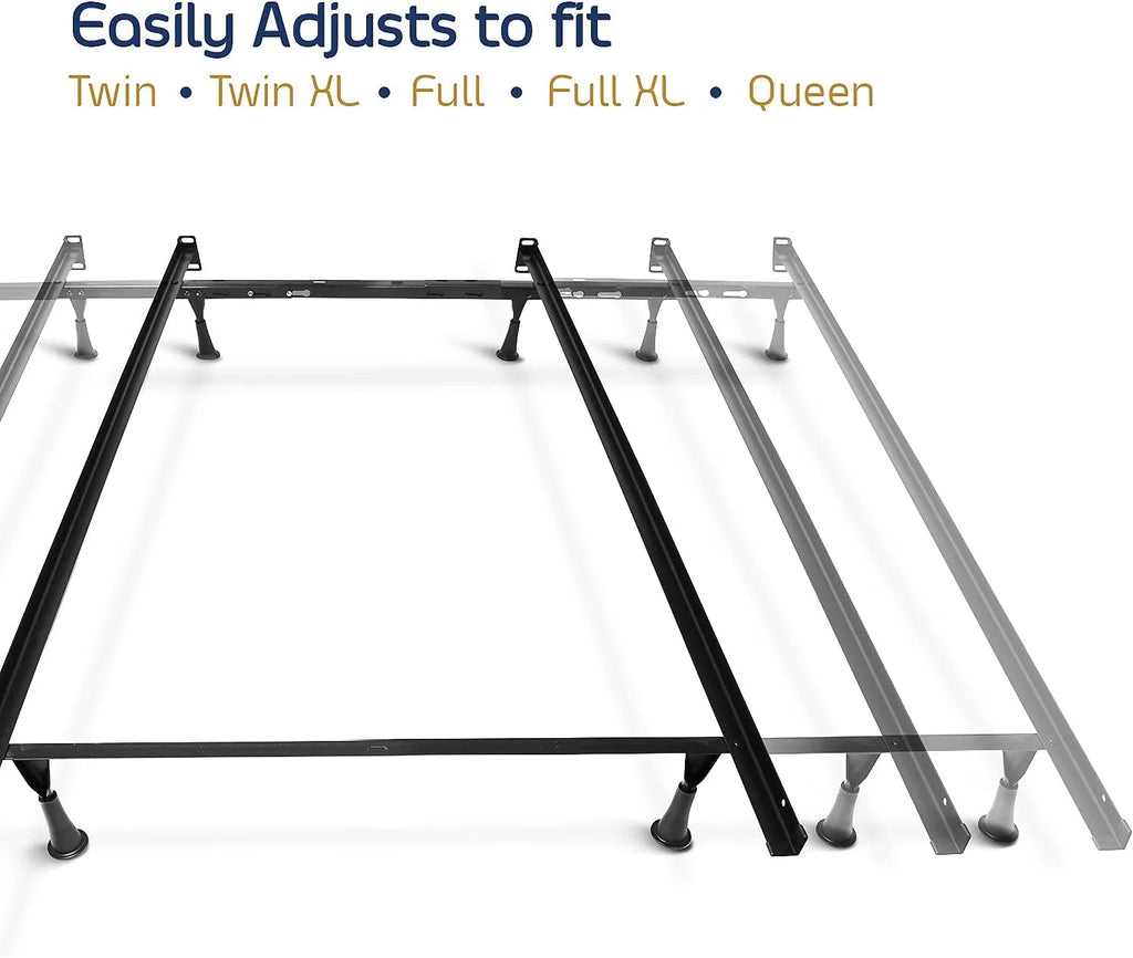 Adjustable Heavy Duty Steel Bed Frame with Headboard Brackets Black Y8085