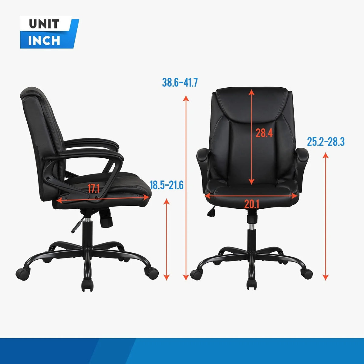 Black Ergonomic PU Leather Office Chair with Lumbar Support Q88597