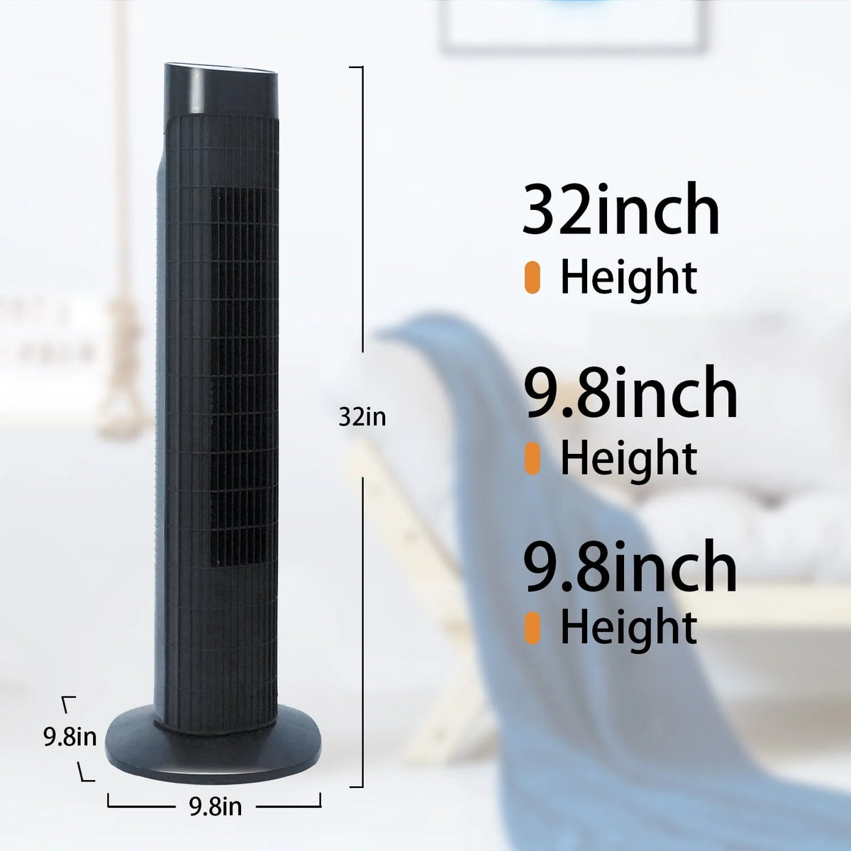 Quiet Portable Standing Tower Fan with 7.5H Timer, 3 Speeds, 32 Inch Oscillating C24534