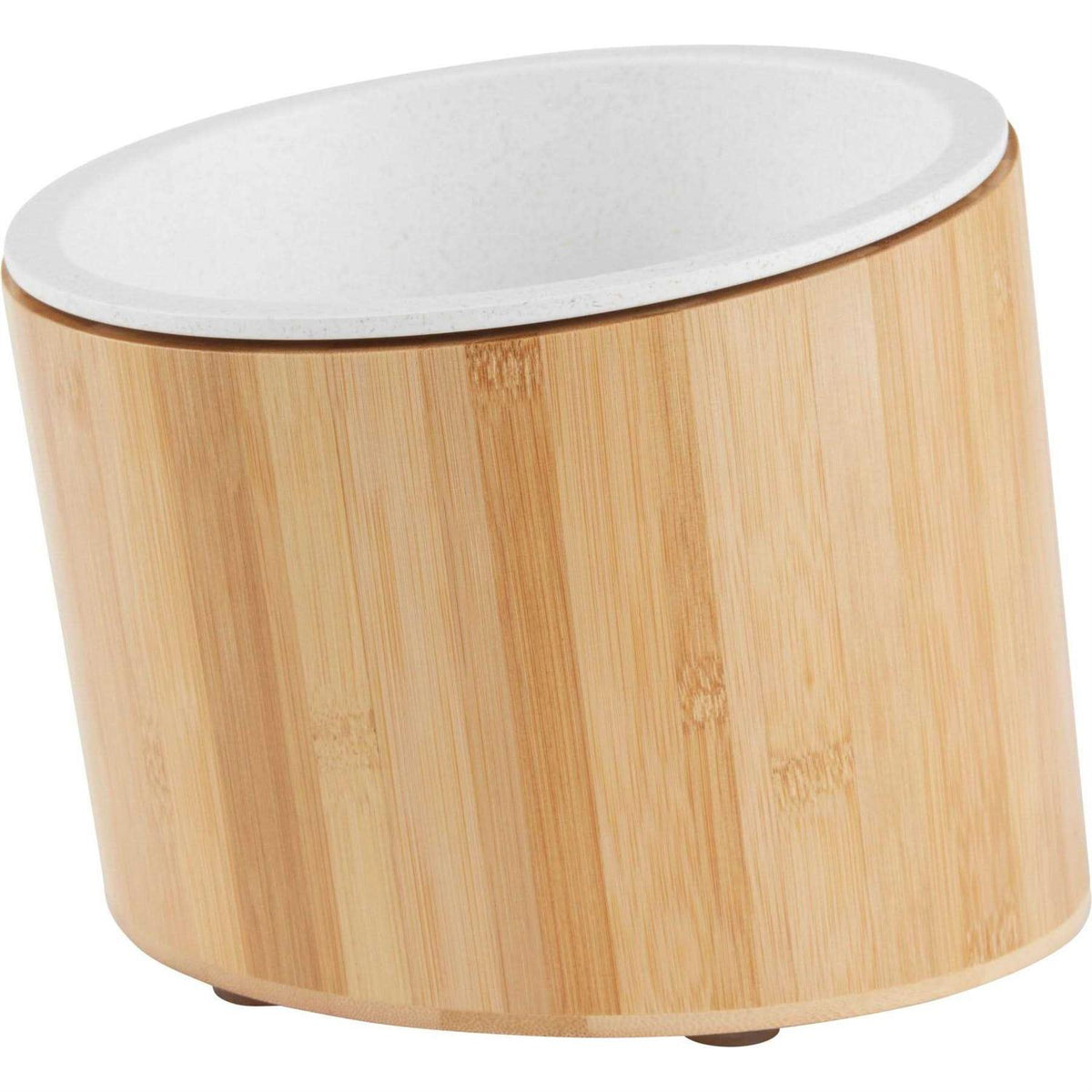 Slanted Non-Skid Elevated Bamboo Melamine Bowl with Stand I807