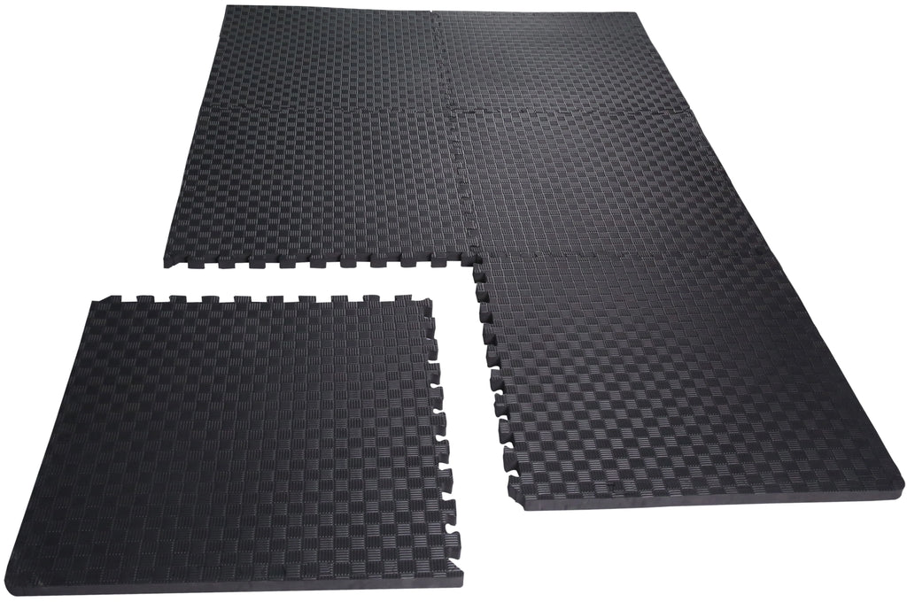 1 In. Thick EVA Foam Interlocking Exercise Mat, 18 Piece Black K2820