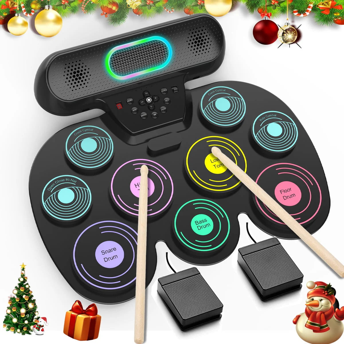 Electronic Drum Set 9 Pads Portable MIDI Roll-up Drum Kit I976968