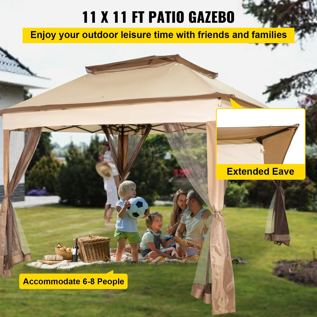 10x10ft Outdoor Canopy Gazebo with Netting N309