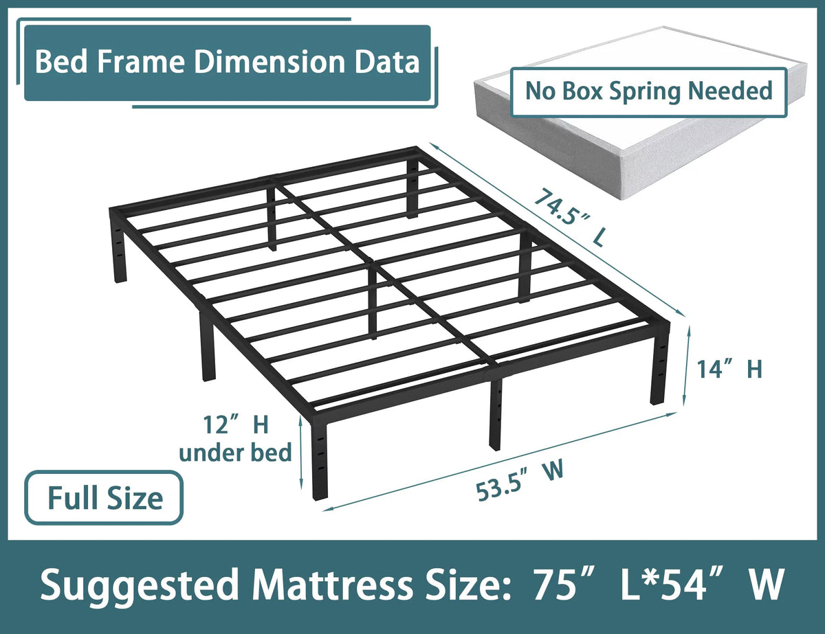 14'' Heavy Duty Full Metal Platform Bed Frame S33503