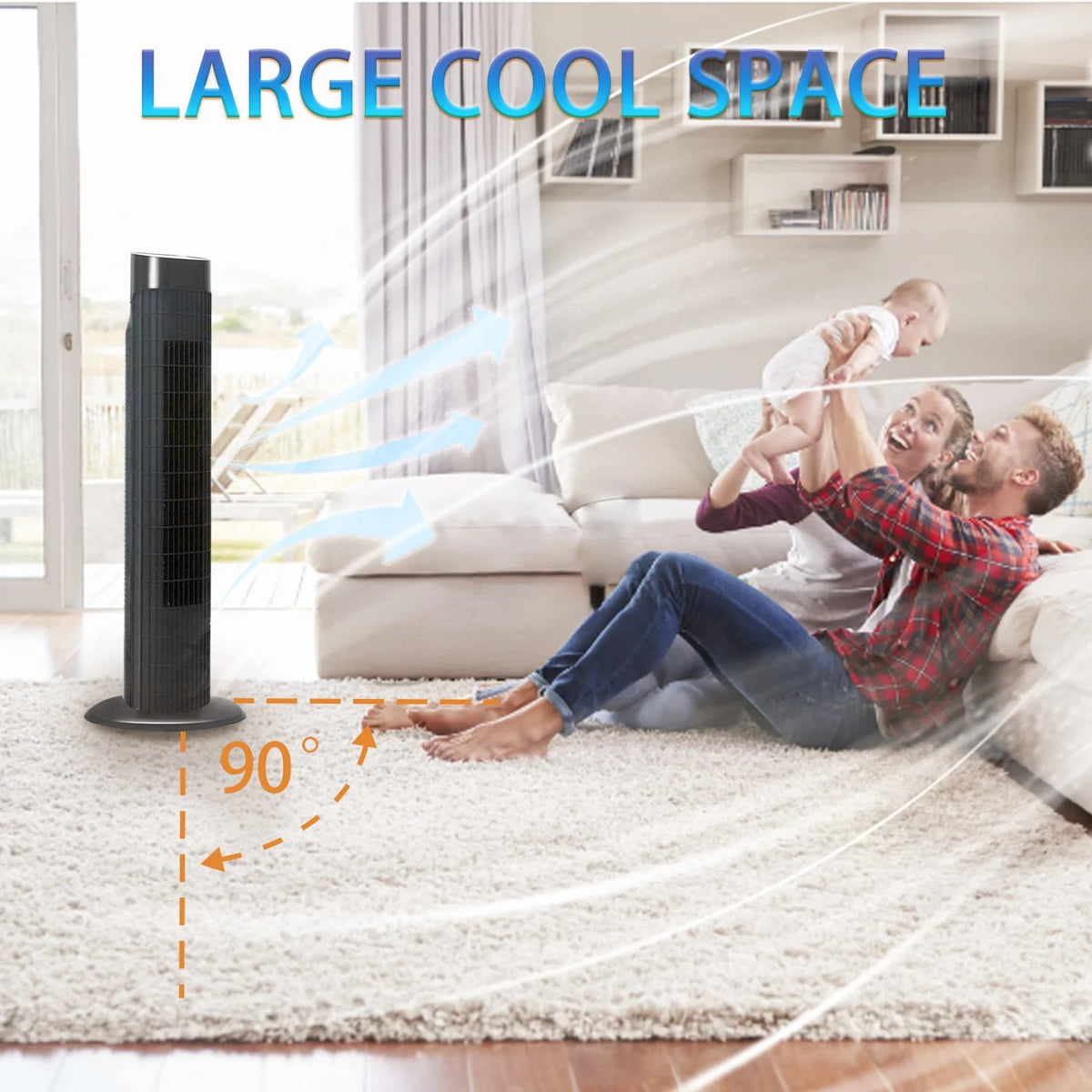 Quiet Portable Standing Tower Fan with 7.5H Timer, 3 Speeds, 32 Inch Oscillating C24534