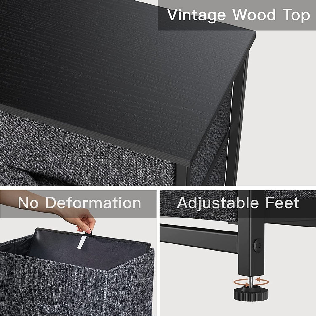5 Drawer Fabric Storage Dresser with Wood Top Z9646