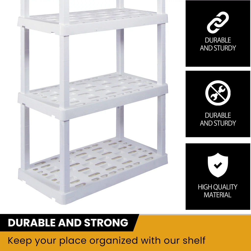 5 Shelf White Plastic Garage Shelves 750 lbs Capacity Z9353