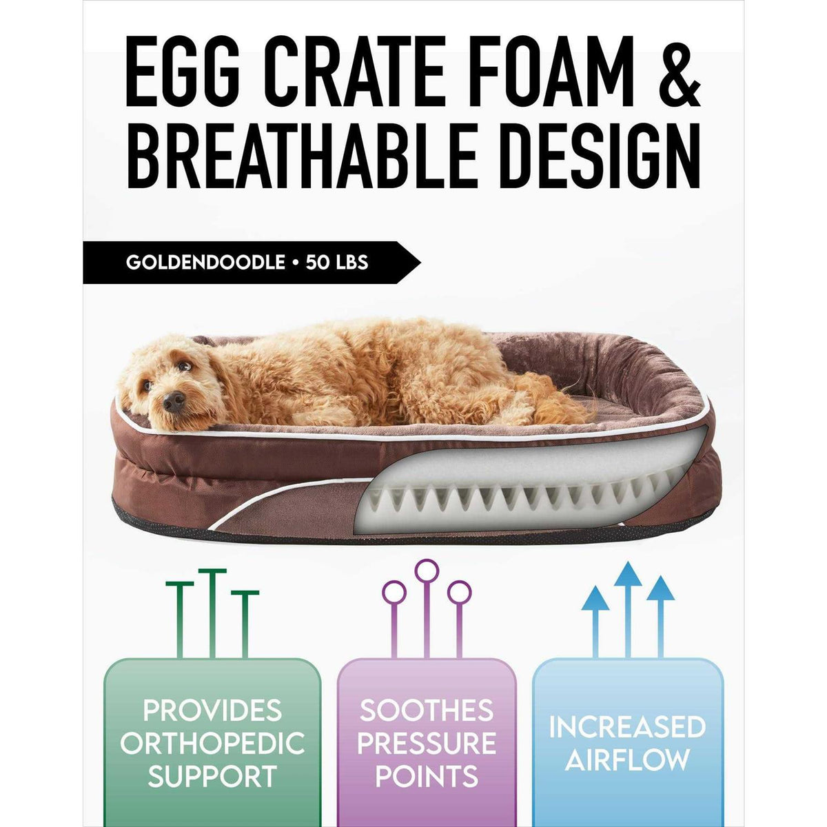 Oversized Orthopedic Dog Bed with Egg Foam Support F2102
