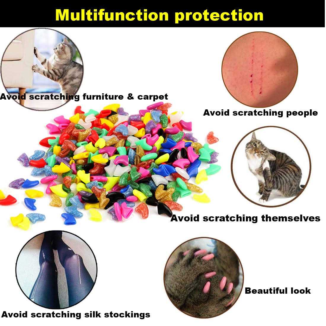 Cat Nail Caps with Glue and Applicators O981