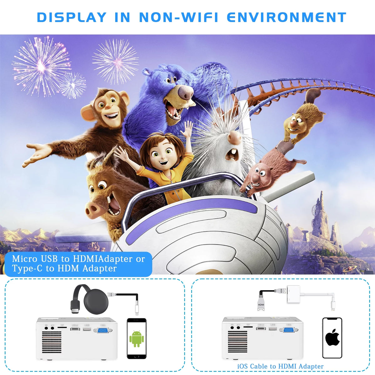 Mini Projector with WIFI Portable 1080P I75158