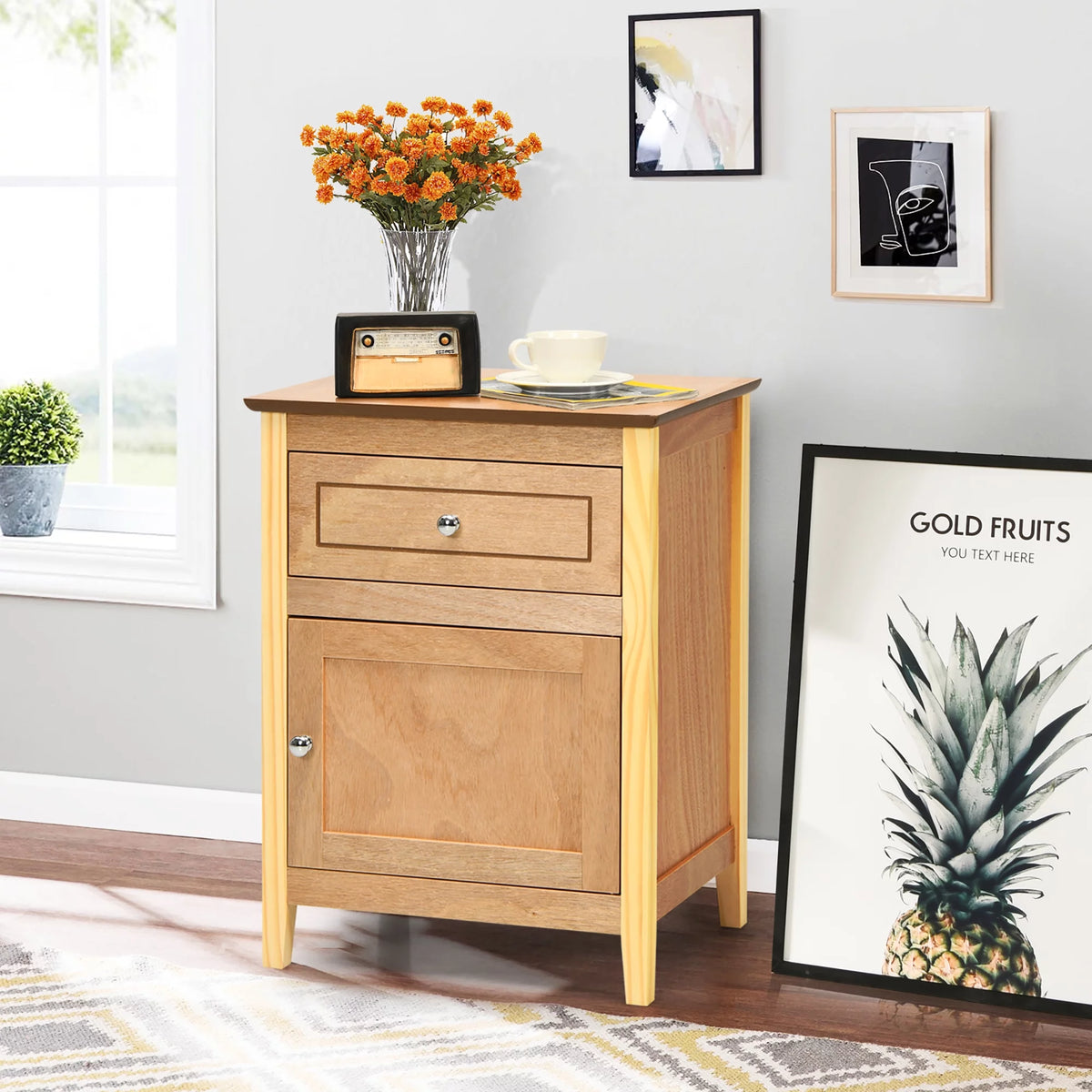 Natural Nightstand with Drawer G881518