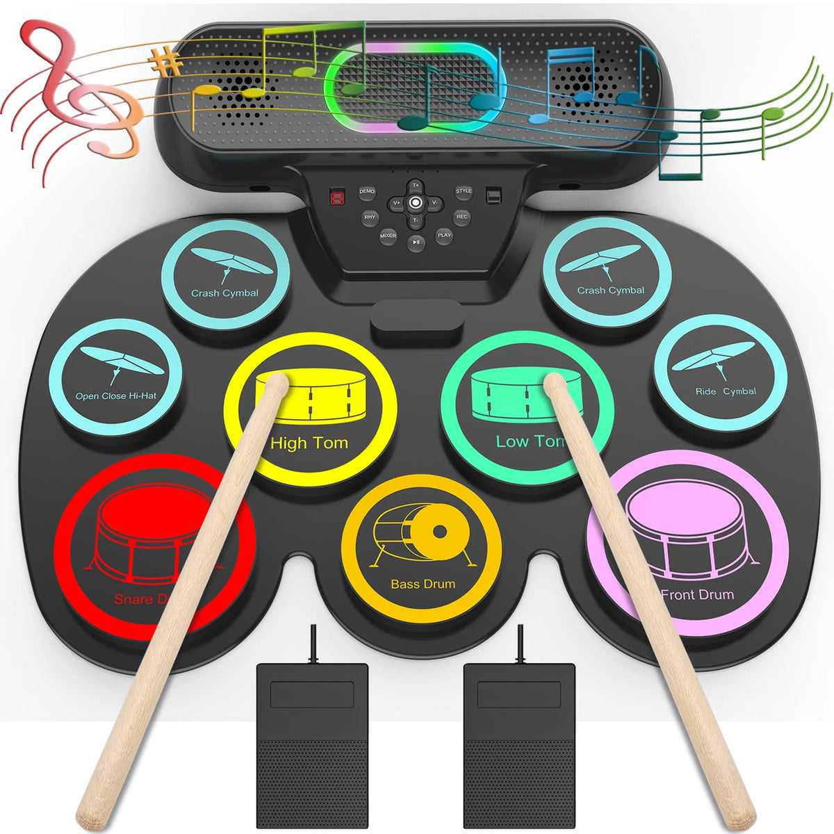 Electronic Drum Set 9 Pads Portable MIDI Roll-up Drum Kit I976968